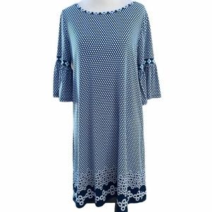 Max Studio Blue Geometric Bell‎ Sleeve Dress Sz. XS
